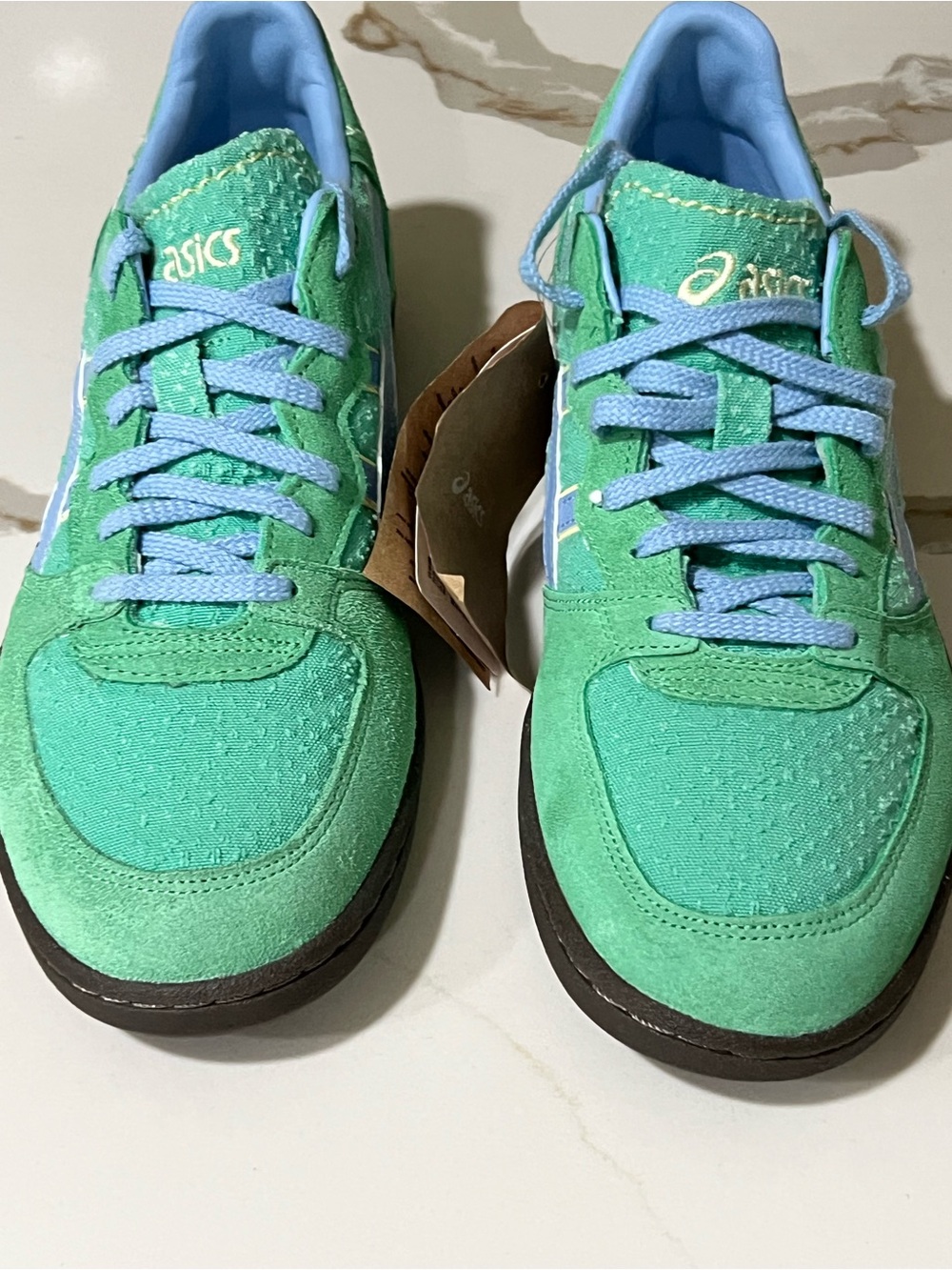 Asics Women's Athletic Sneakers in Green and Light Blue